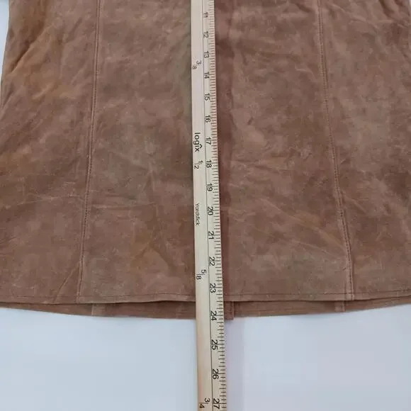 Alfani Petite Women's Brown Full Button Leather Jacket Pockets Size P - Picture 6 of 16